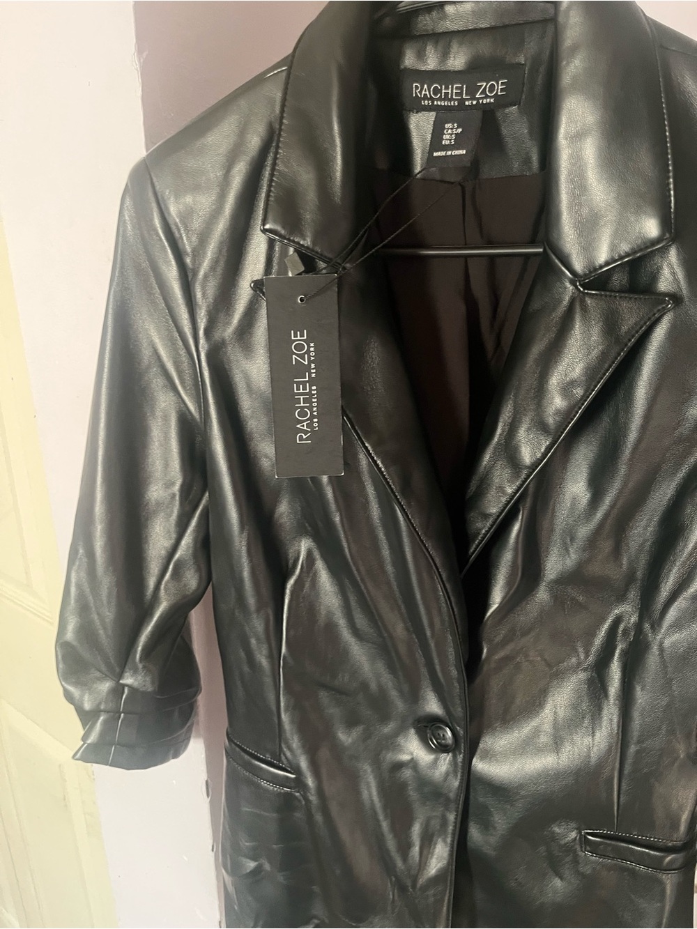 Rachel Zoe Black Faux Leather Blazer Jacket